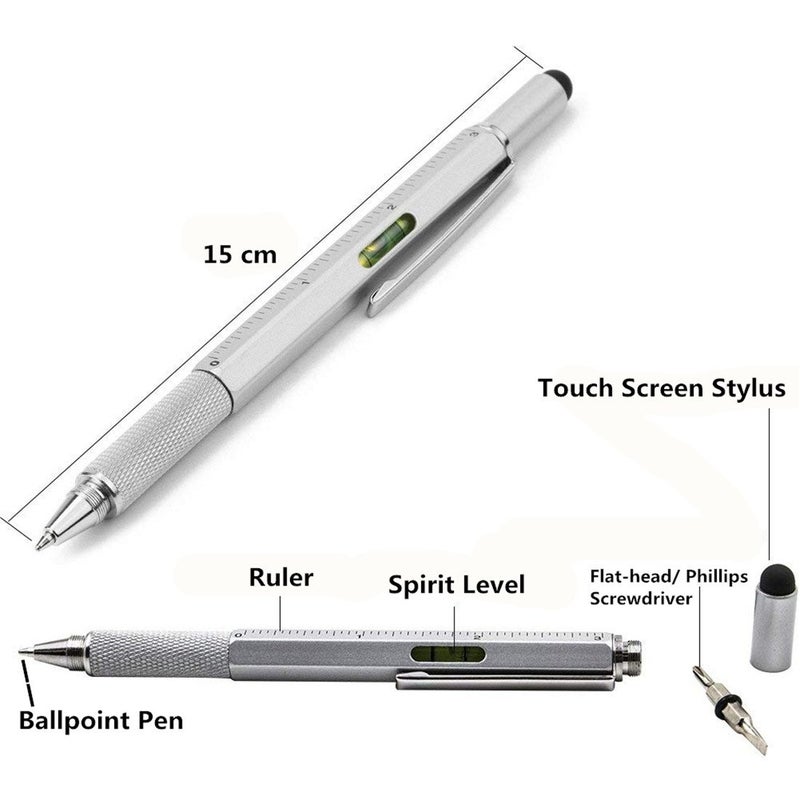 AIYIBEN Multifunction Tool Pen, 6 in 1 Tool with Ballpoint Pen, Touch Screen Stylus, Ruler, Spirit Level, Flat-head and Phillips Screwdriver, All-in-One Tech-Tool Pen with Ink Refills (Yellow + 2Ã—Refills) - Image 2
